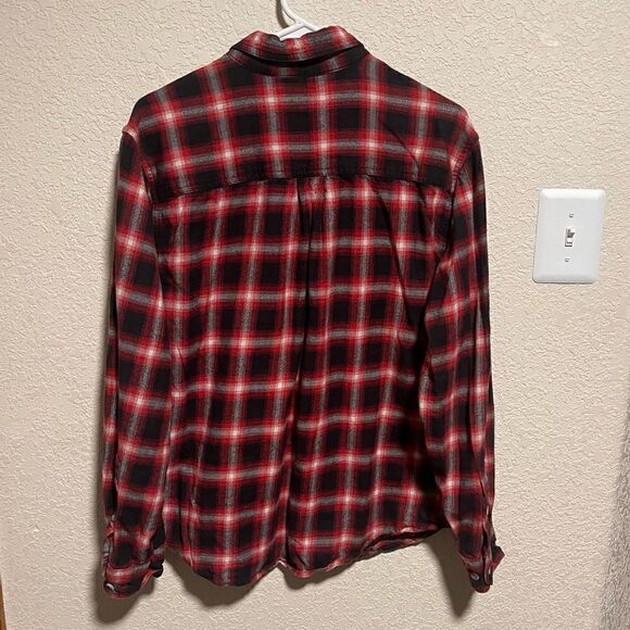 WOOLRICH-Men's Red & Black Plaid Flannel Cotton Button-Front Shirt, Size Medium - Picture 7 of 11
